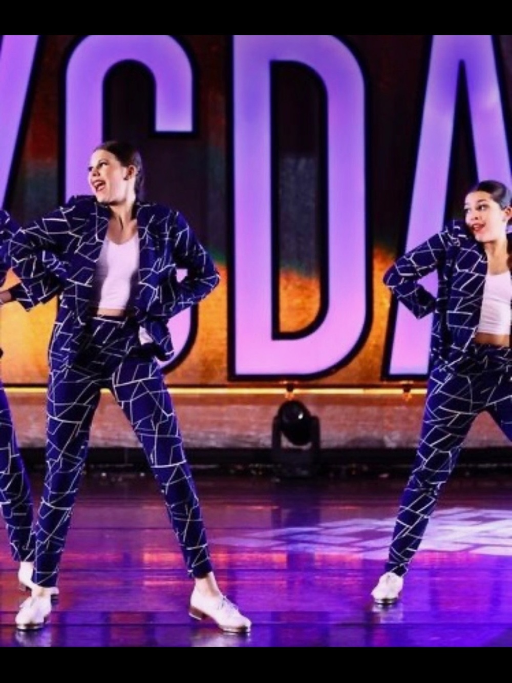 Blue Geometric Dance Costume Set – Blazer & Pants – Youth/Adult Small
